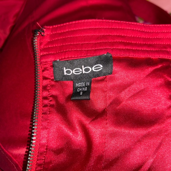 Bebe RED HOT CHILI PEPPER Bustier bodice zipper satin sexy Valentine dress Vegas - Picture 7 of 9